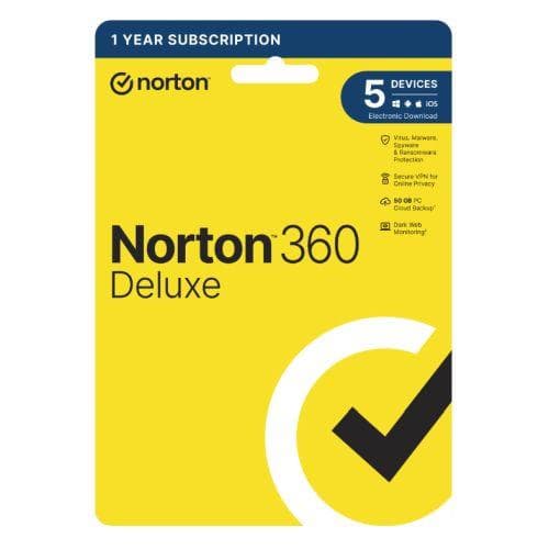Norton 360 Deluxe 2022, Antivirus Software for 5 Devices, 1year