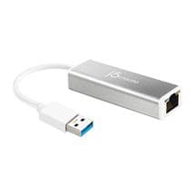 J5CREATE Networking Cards | j5create JUE130 USB™ 3.0 Gigabit Ethernet Adapter, Silver and White