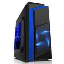 Spire F3 Micro ATX Gaming Case w/ Windows, Blue LED Fan, Black with