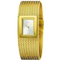 Calvin Klein Ladies" Mesh SS Gold Plated Watch - K5L13536
