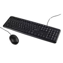 Full sized black keyboard + ergo mouse wired | Quzo UK