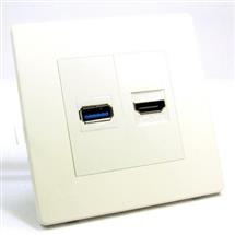 Single Gang Screwless White Wall Plate with USB 3.0 Connection and