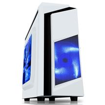 Spire F3 Micro ATX Gaming Case w/ Windows, Blue LED Fan, White with