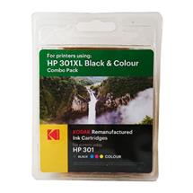 Kodak Remanufactured HP301XL, Black & Colour Inkjet Ink Combo Pack,