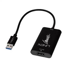Lindy HDMI to USB 3.0 Video Grabber, Black, USB 3.2 Gen 1 (3.1 Gen 1),