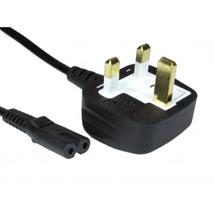 5m Black UK Plug to Figure of 8 (C7) Power Lead | Quzo UK