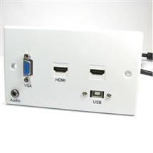 HDMI Projector Wall Plate USB B white Double Gang | Quzo UK