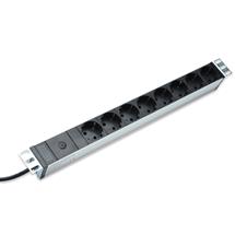 Digitus aluminum outlet strip with prefuse, 8 safety outlets, 2 m