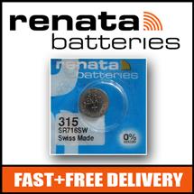 1 x Renata 315 Battery 1.55v SR716SW - Official Renata Watch Batteries