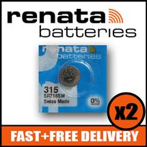 Bundle of 2 x Renata 315 Watch Battery 1.55v SR716SW + Quzo Belgian
