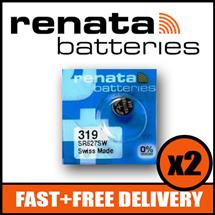 Bundle of 2 x Renata 319 Watch Battery 1.55v SR527SW + Quzo Belgian