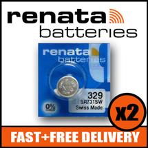 Bundle of 2 x Renata 329 Watch Battery 1.55v SR731SW + Quzo Belgian