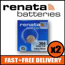 Bundle of 2 x Renata 364 Watch Battery 1.55v SR621SW + Quzo Belgian