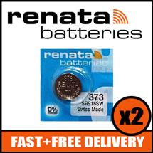 Bundle of 2 x Renata 373 Watch Battery 1.55v SR916W + Quzo Belgian