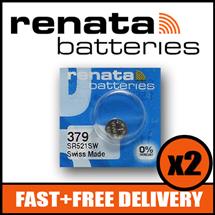 Bundle of 2 x Renata 379 Watch Battery 1.55v SR521SW + Quzo Belgian