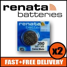 Bundle of 2 x Renata 390 Watch Battery 1.55v SR1130S + Quzo Belgian