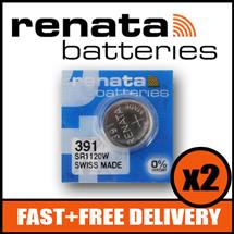Bundle of 2 x Renata 391 Watch Battery 1.55v SR1120W + Quzo Belgian