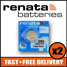 Bundle of 2 x Renata 395 Watch Battery 1.55v SR927SW + Quzo Belgian