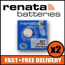 Renata | Bundle of 2 x Renata 397 Watch Battery 1.55v SR726SW + Quzo Belgian