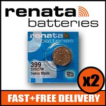 Bundle of 2 x Renata 399 Watch Battery 1.55v SR927W + Quzo Belgian
