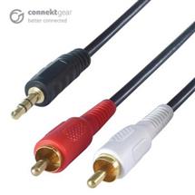 connektgear 15m 3.5mm Stereo to 2 x RCA/Phono Audio Cable  Male to