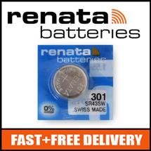 1 x Renata 301 Watch Battery 1.55v SR43SW  Official Renata Watch