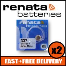 Bundle of 2 x Renata 337 Watch Battery 1.55v SR416SW + Quzo Belgian