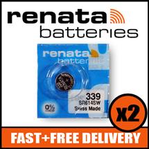 Bundle of 2 x Renata 339 Watch Battery 1.55v SR614SW + Quzo Belgian