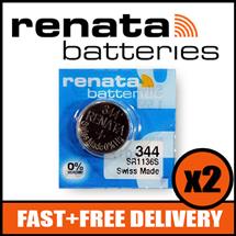 Bundle of 2 x Renata 344 Watch Battery 1.55v SR1136S + Quzo Belgian