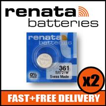 Bundle of 2 x Renata 361 Watch Battery 1.55v SR721W + Quzo Belgian