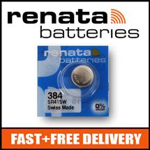 1 x Renata 384 Watch Battery 1.55v SR41SW  Official Renata Watch