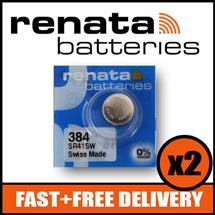 Bundle of 2 x Renata 384 Watch Battery 1.55v SR41SW + Quzo Belgian
