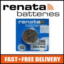 1 x Renata 386 Watch Battery 1.55v SR43W  Official Renata Watch