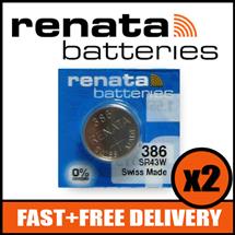 Bundle of 2 x Renata 386 Watch Battery 1.55v SR43W + Quzo Belgian