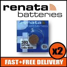 Bundle of 2 x Renata 393 Watch Battery 1.55v SR754W + Quzo Belgian