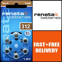 Renata Hearing Aid Batteries 312 (1 pack with 6 batteries)