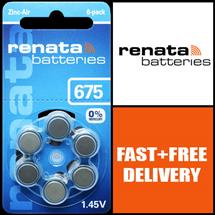 Renata Hearing Aid Batteries 675 (1 pack with 6 batteries)