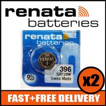 Bundle of 2 x Renata 396 Watch Battery 1.55v SR726W + Quzo Belgian