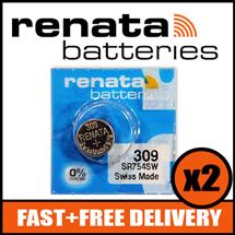 Bundle of 2 x Renata 309 Watch Battery 1.55v SR754SW + Quzo Belgian