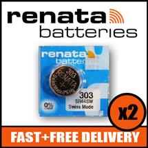 Bundle of 2 x Renata 303 Watch Battery 1.55v SR44SW + Quzo Belgian
