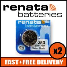 Bundle of 2 x Renata 350 Watch Battery 1.55v SR1136W + Quzo Belgian