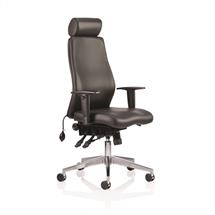 Onyx Office Chairs | Onyx Black Soft Bonded Leather With Headrest With Arms OP000098
