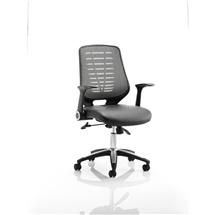 Relay Office Chairs | Relay Chair Leather Seat Silver Back With Arms OP000118