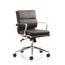 Savoy Executive Medium Back Chair Soft Bonded Leather Black With Arms