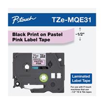 Brother TZE-MQE31 label-making tape Black on pink | Quzo UK
