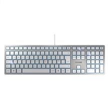 CHERRY KC 6000 SLIM Corded Keyboard, Silver/White, USB (QWERTY  UK),
