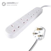 CONNEkT Gear 5m 4 Way Power Extension Block  UK Plug to 4 x UK Sockets