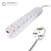 Power Extensions | connektgear 5m 4 Way Surge Protected Power Extension Block  UK Plug to