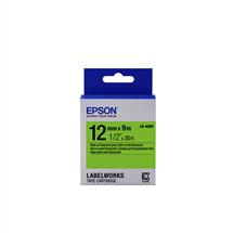 Label Printer Tape | Epson Label Cartridge Fluorescent LK-4GBF Black/Green 12mm (9m)