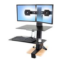 Ergotron Multimedia Carts & Stands | Ergotron WorkFit-S, Dual with Worksurface+ Multimedia stand Black